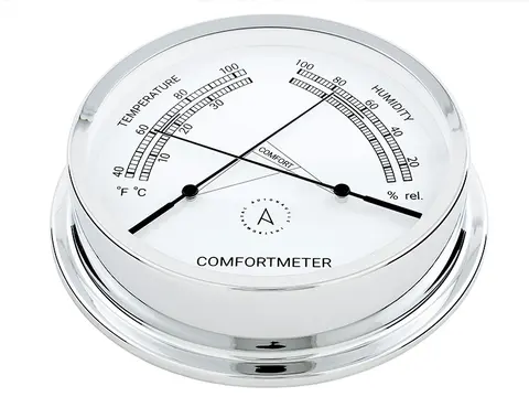 TH75C nautisk komfortmeter, chrome 175mm. Temperatur og hygrometer