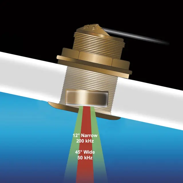 B60 gjennomgående svinger i bronse 50/200 kHz, dybde og temperatur 