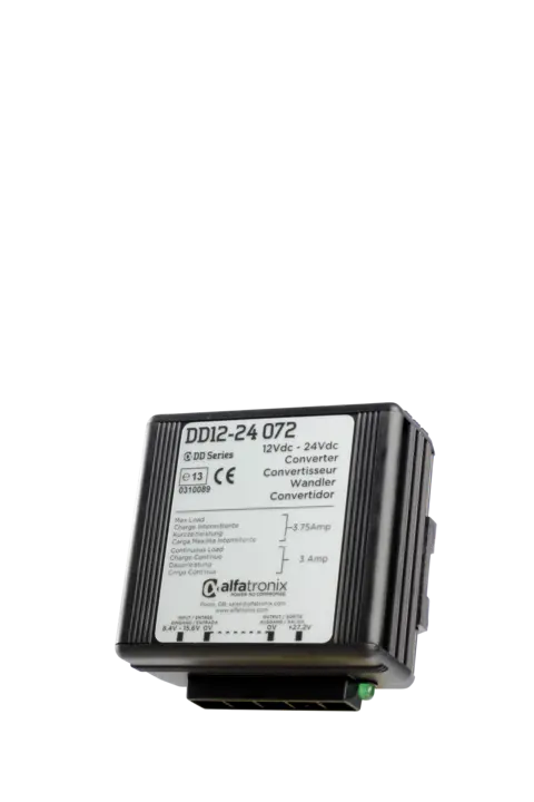 DD12-24 072 spenningsomformer (DC-DC) 8.4-15.6Vdc inn 27.2Vdc ut, 72W