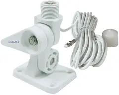 VHF antennebrakett, hvit, 4-veis Inkl 5m kabel, for fritidsb&#229;t