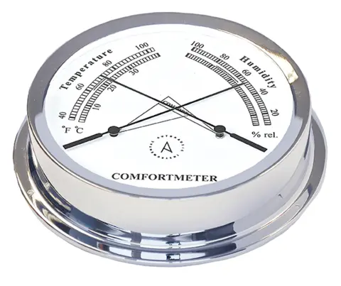 TH75C nautisk komfortmeter, chrome 175mm. Temperatur og hygrometer 