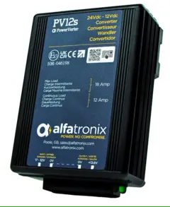 PV12s spenningsomformer (DC-DC) 24-13.6Vdc, 144W, 12/18A u. galv. skille