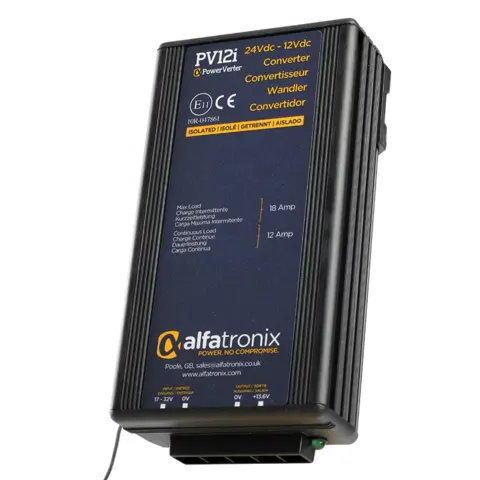 PV12i spenningsomformer (DC-DC) 24-13.6Vdc, 12/18A, 144W, m. galv skille