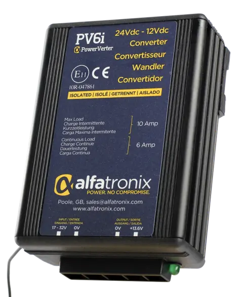 PV6i spenningsomformer (DC-DC) 24-13.6Vdc, 72W, 6/10A m. galv. skille