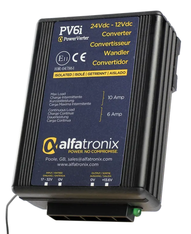 PV6i spenningsomformer (DC-DC) 24-13.6Vdc, 72W, 6/10A m. galv. skille 